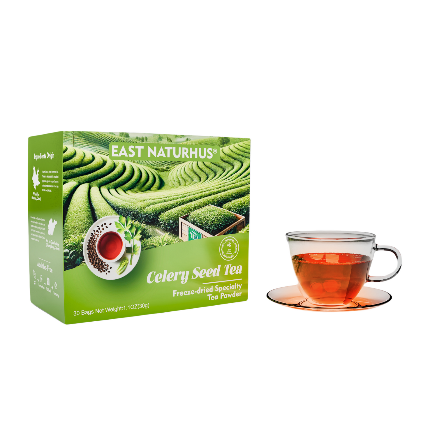 Functional Detox & Antioxidant Tea Blend, Natural Celery Seed & Pu-erh Tea for Joint Health, Blood Sugar Balance, and Digestive Support